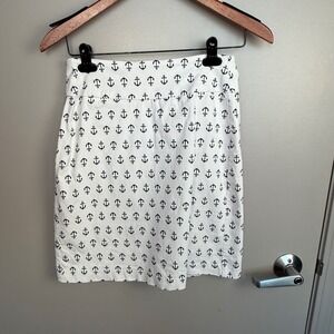 Lulu B Womens Size 2 White Anchor Print Skirt Casual Beach Vacation Nautical